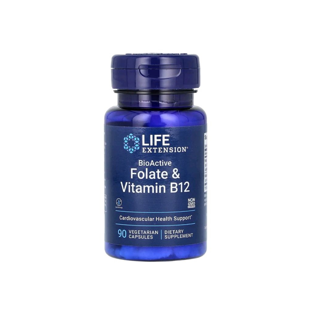 Life extension BioActive Folate & Vitamin B12 90 Vegetarian Capsules