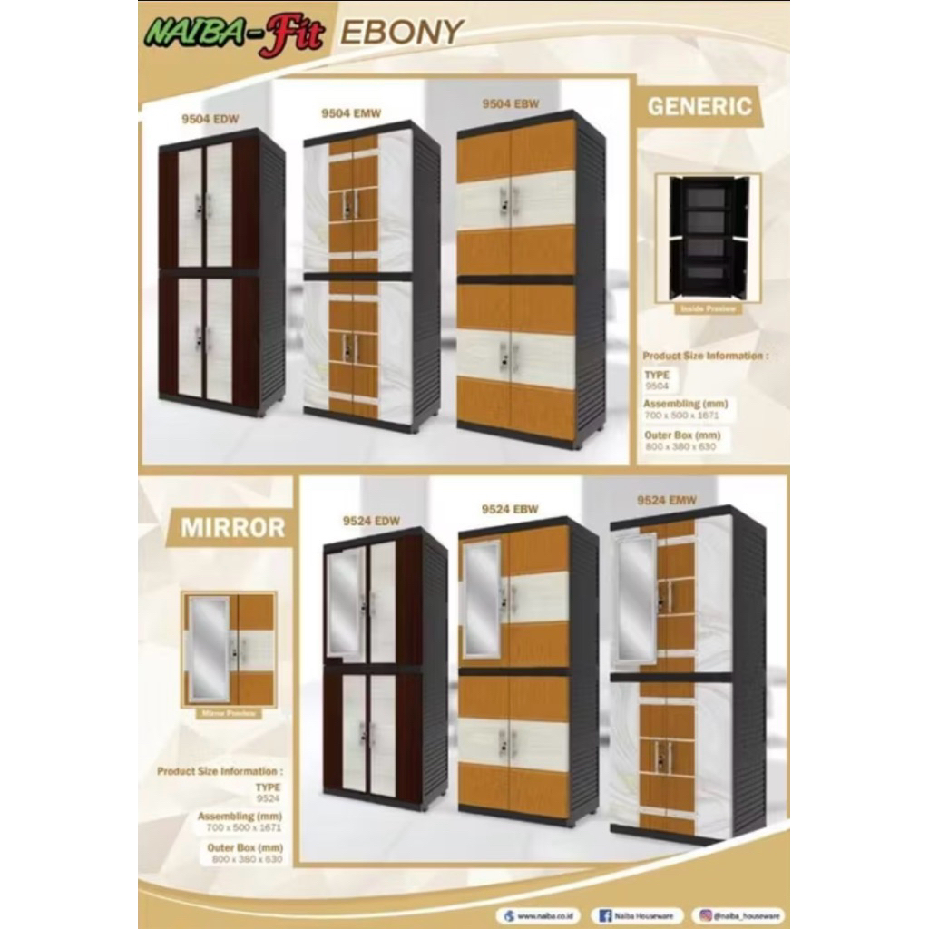 Lemari Pakaian Plastik Naiba Fit 4 Susun | NAIBA FIT 9504
