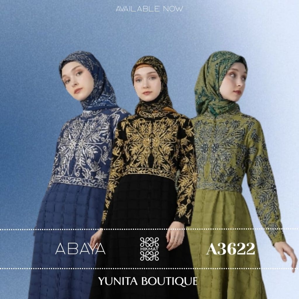 Abaya Hikmat A3622 Pakaian Baju Muslim Wanita Gamis Motif Terkini Terlaris By Abayahikmat_yunitabuti