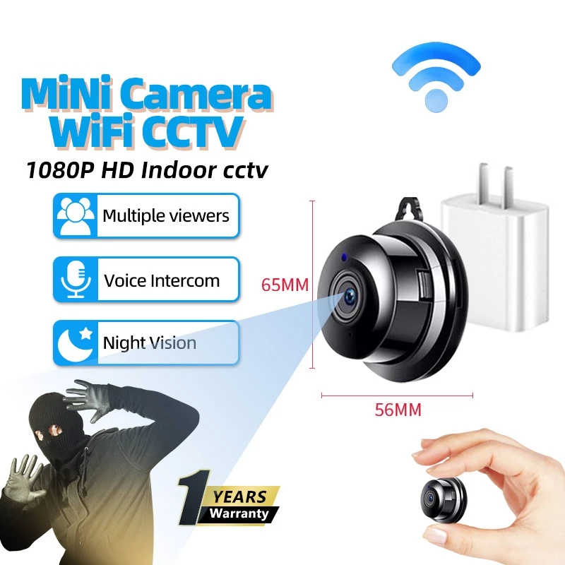 Kamera Tersembunyi Mini CCTV Pantau HP Night Vision Warna & Suara 2 Arah Gratis Ongkir