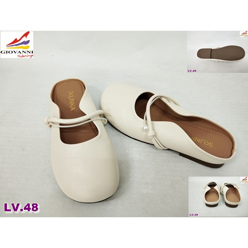 LV.48 PUTIH GIOVANNI SEPATU FLAT BUSTONG WANITA
