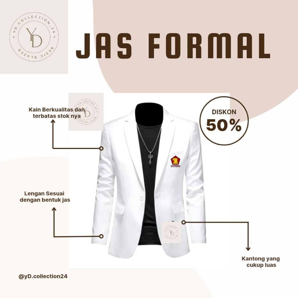 JAS BLAZER PARTAI GERINDRA, JAS PARTAI GERINDRA UKURAN ( XS-4XL )