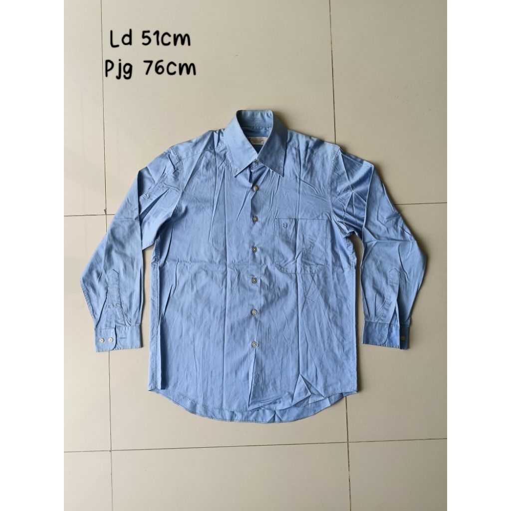 [size M] Preloved kemeja lengan panjang kerja pria tebal biru gq profesional menswear men long Sleev