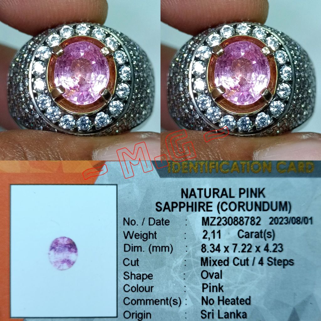NATURAL PINK SAPPHIRE SRI LANKA CEYLON NO HEATED TOP LUSTER GOOD COLOR PERAK HANDMADE MEWAH MEMO KGL