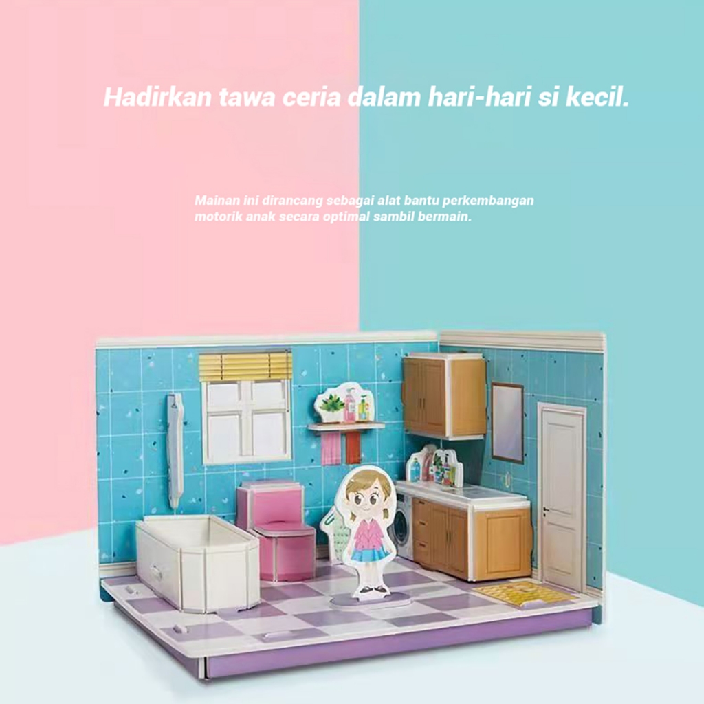 BESTPROMO DIY 3D Foam Puzzle Mainan Edukasi Anak Miniatur Interior Rumah Rumahan Bongkar Pasang BP