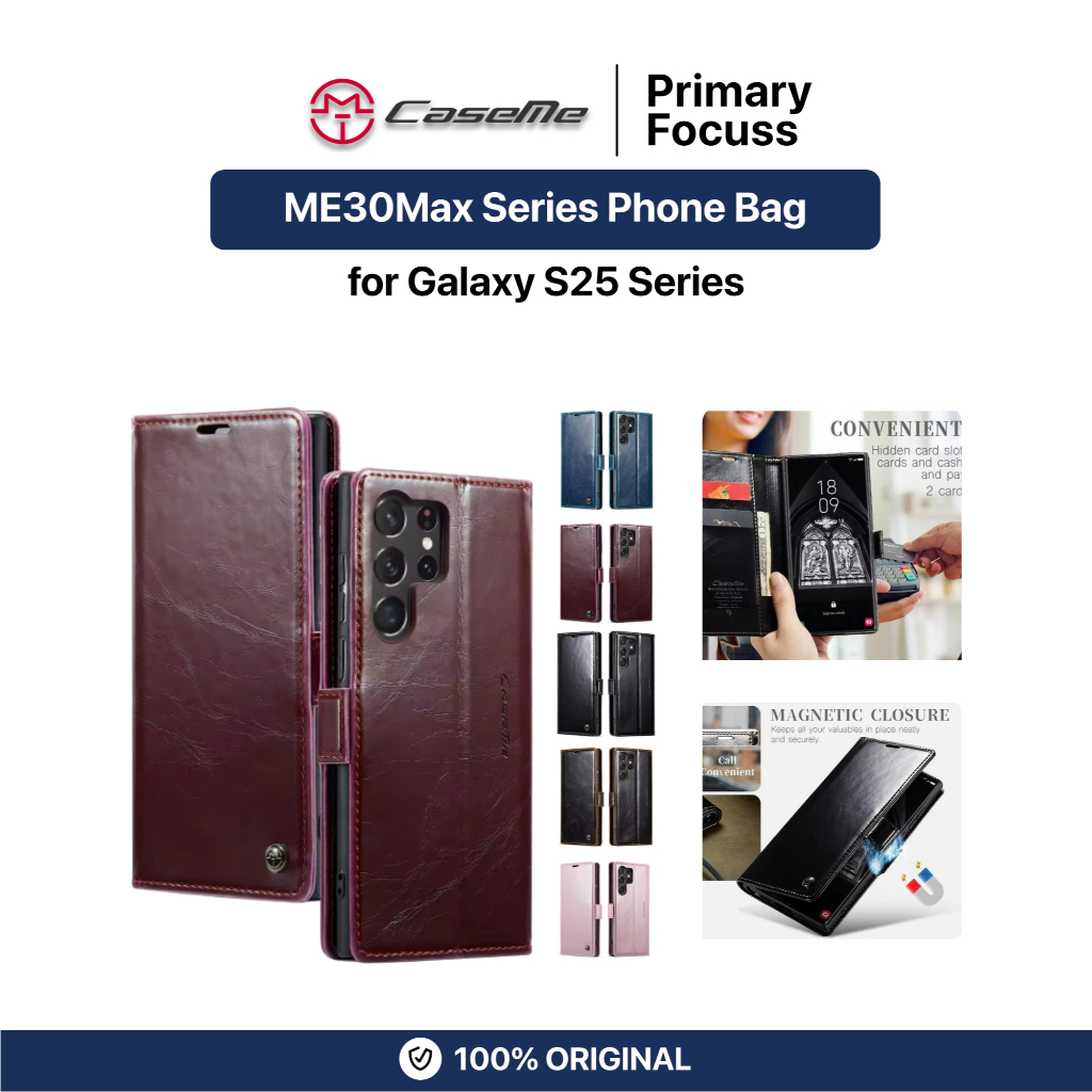 CASEME Case Samsung Galaxy S25 Ultra Plus CASEME 003 Soft PU Leather Flip Wallet Case with 2 Card Sl