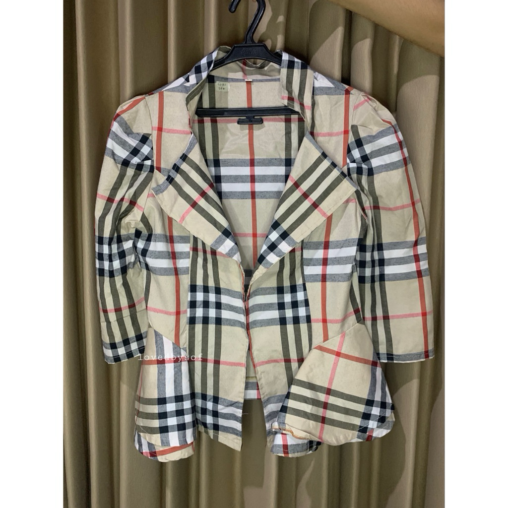 Kemeja/Outer Wanita Lengan Panjang Motif Kotak-Kotak