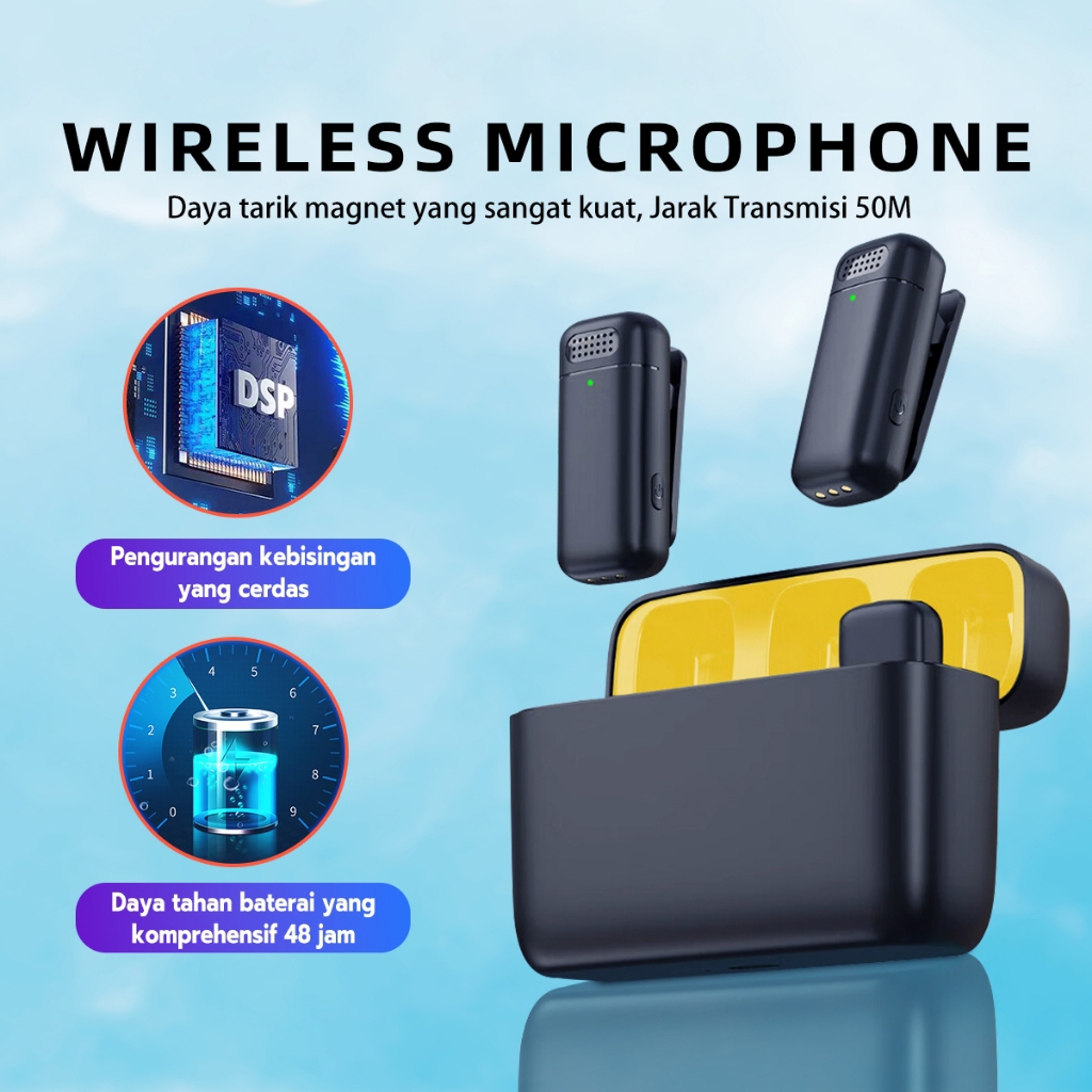 Microphone Bluetooth Mikrofon Nirkabel Lavalier tanpa kabel hp Lapel Mic wireless clip on untuk Face