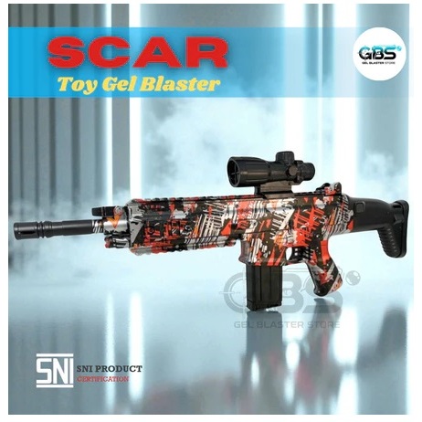 Scar Mainan Anak Tembak-tembakan Watergel Aman SNI Full Auto Water Gel Blaster Kids 3.7V 100fps SNI