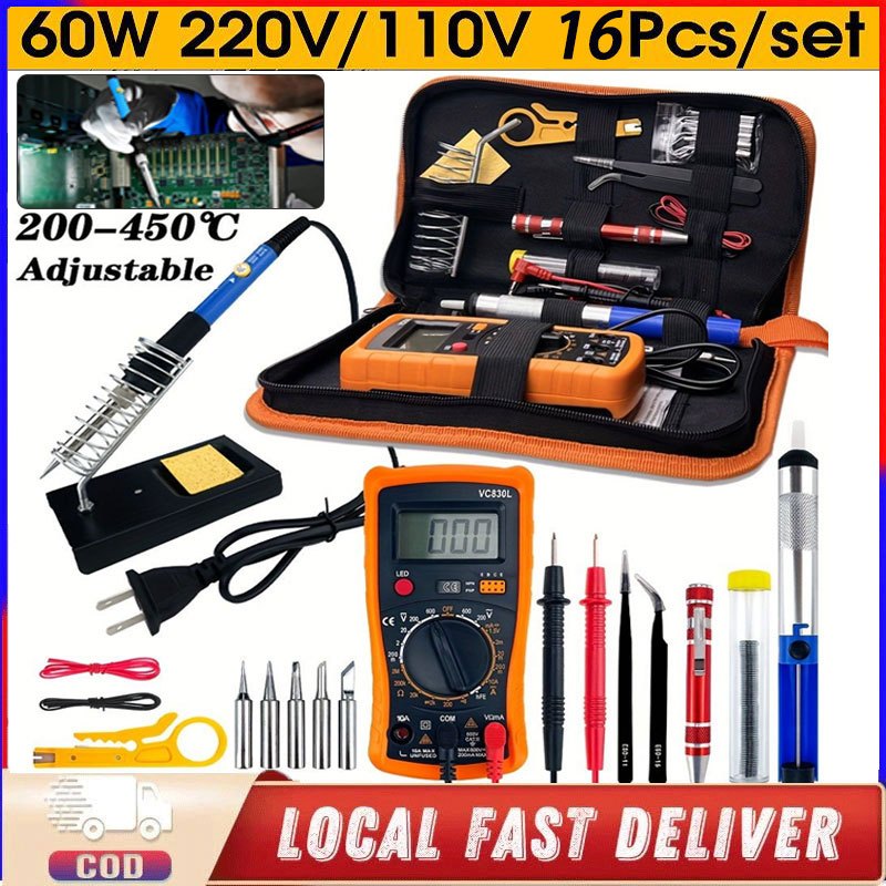 Set Solder Listrik Lengkap Dengan Solder 60 Watt Solder Set Lengkap Solder Kit 16 in 1 Solder Listri
