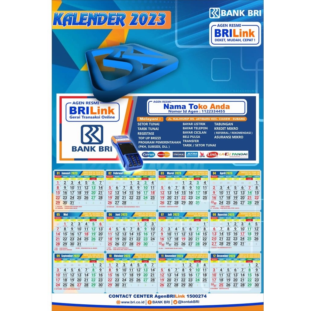 KALENDER POSTER DINDING 2026 - KALENG KLIPSENG AGEN BANG BRILINK AGEN BNI 46 AGEN MANDIRI