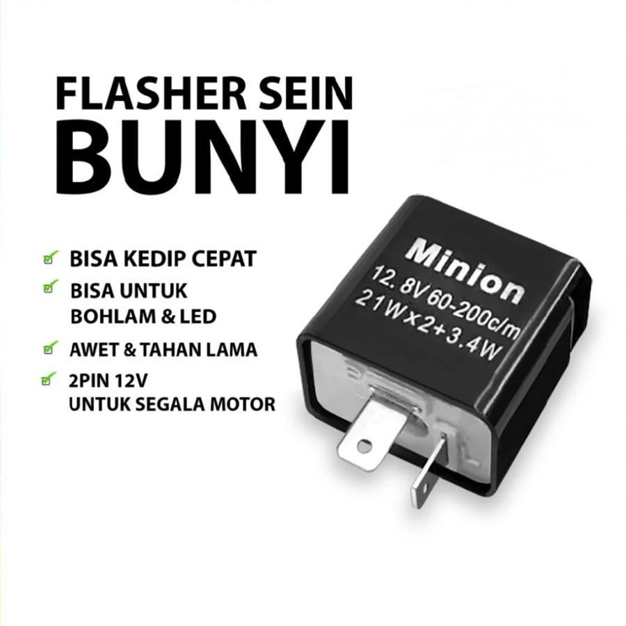 Promo Flasher Bunyi Motor Minion 12v - Adjustable Speed, Suara Peringatan Otomatis FLASER SEIN BUNYI