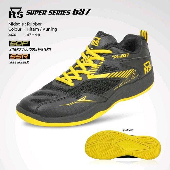 Sepatu Bulutangkis RS Super Series 637 Hitam/Kuning