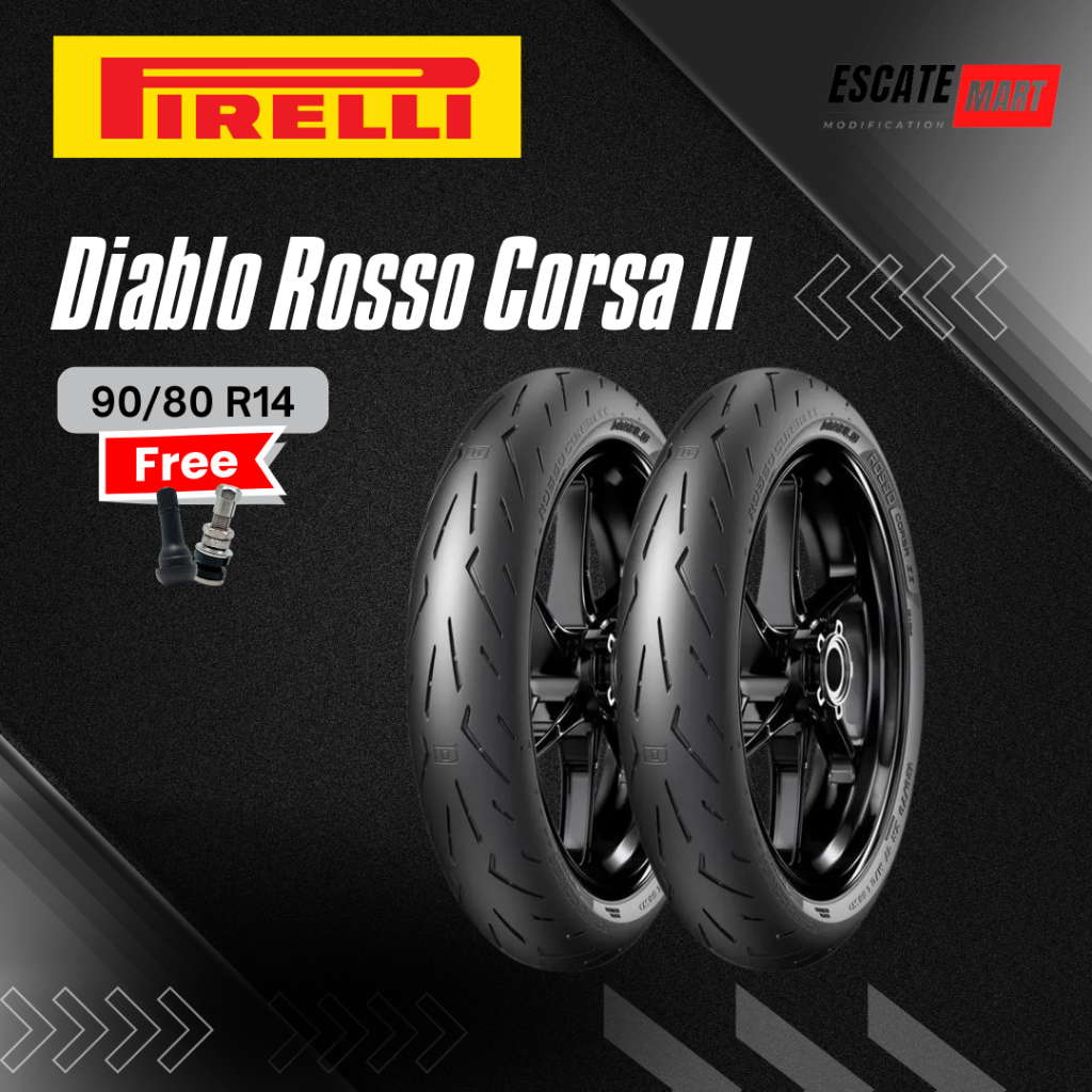 {Soft Compound} Pirelli Diablo Rosso Corsa II 90/80-14 Tubeless - Ban Motor Soft Compound Pirelli Di