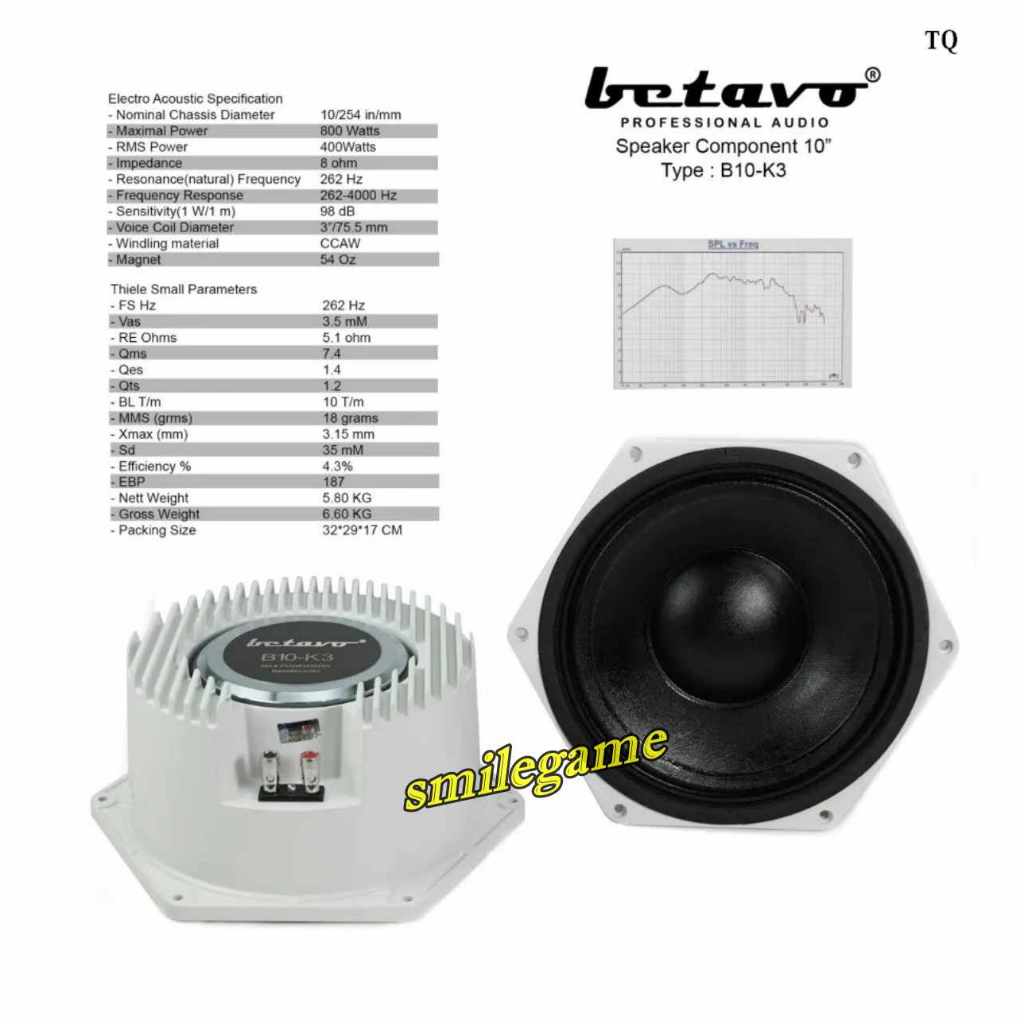 Speaker Component Betavo B10 - K3 Max Power 800W