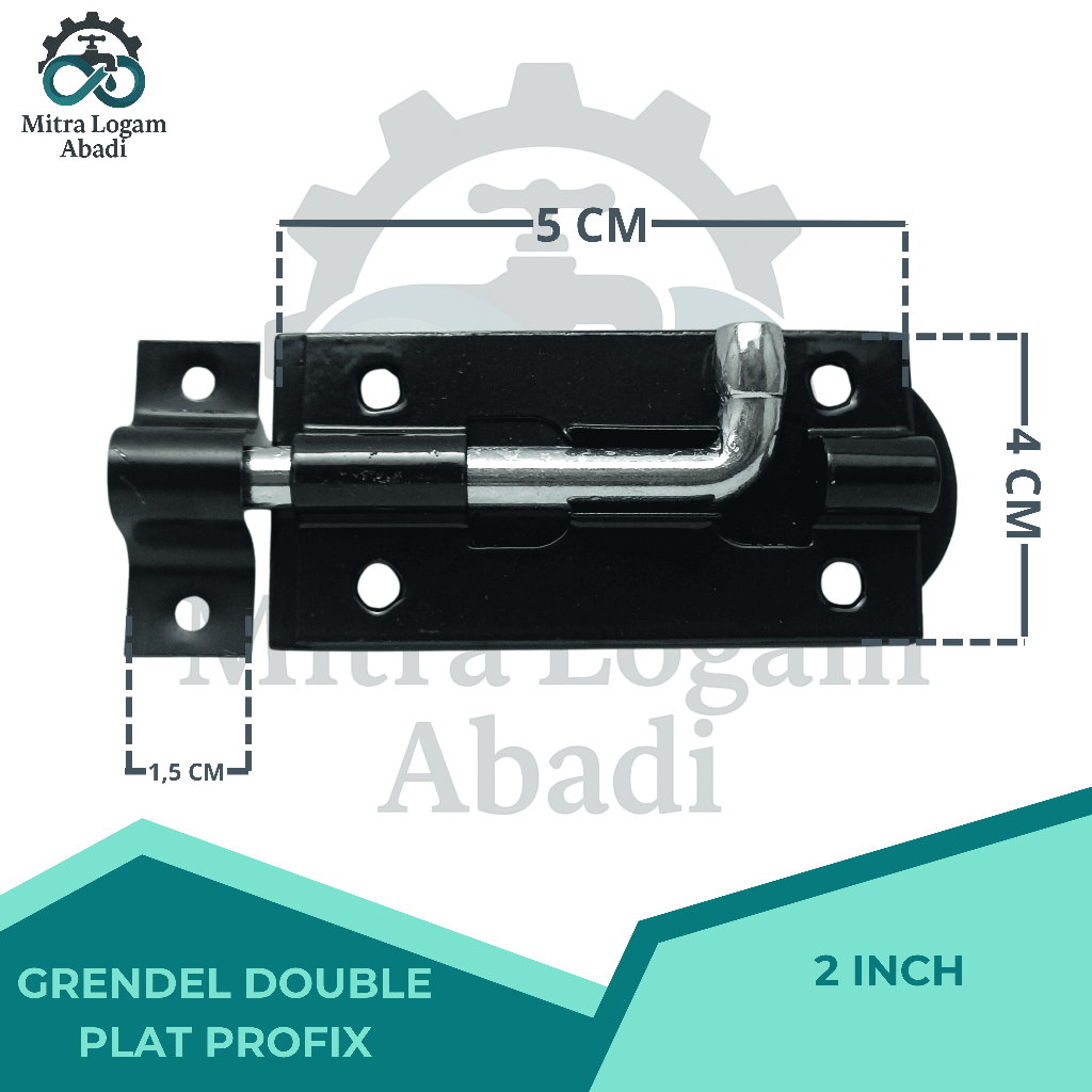 Grendel Hitam 2" Besi Tebal Profix | slot pintu rumah