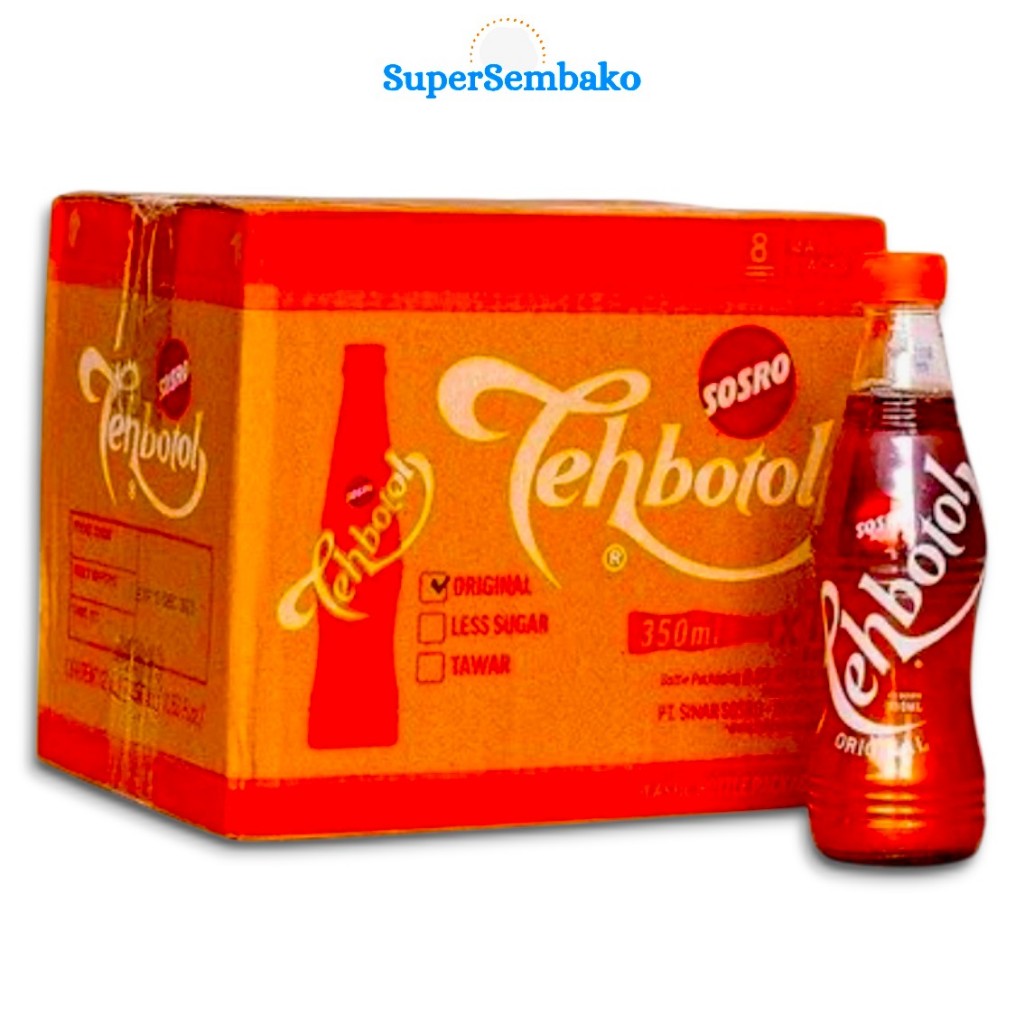 Minuman Teh Botol Sosro Original 350ml 1 Dus Karton Krat Isi 12 Botol Grosir Murah Instant Depok