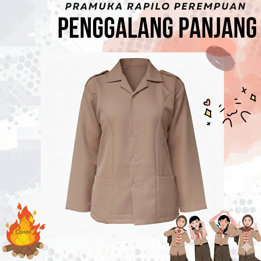 Baju Pramuka Perempuan SMP-SMA Lengan Panjang Bahan Rapilo Merk Perintis