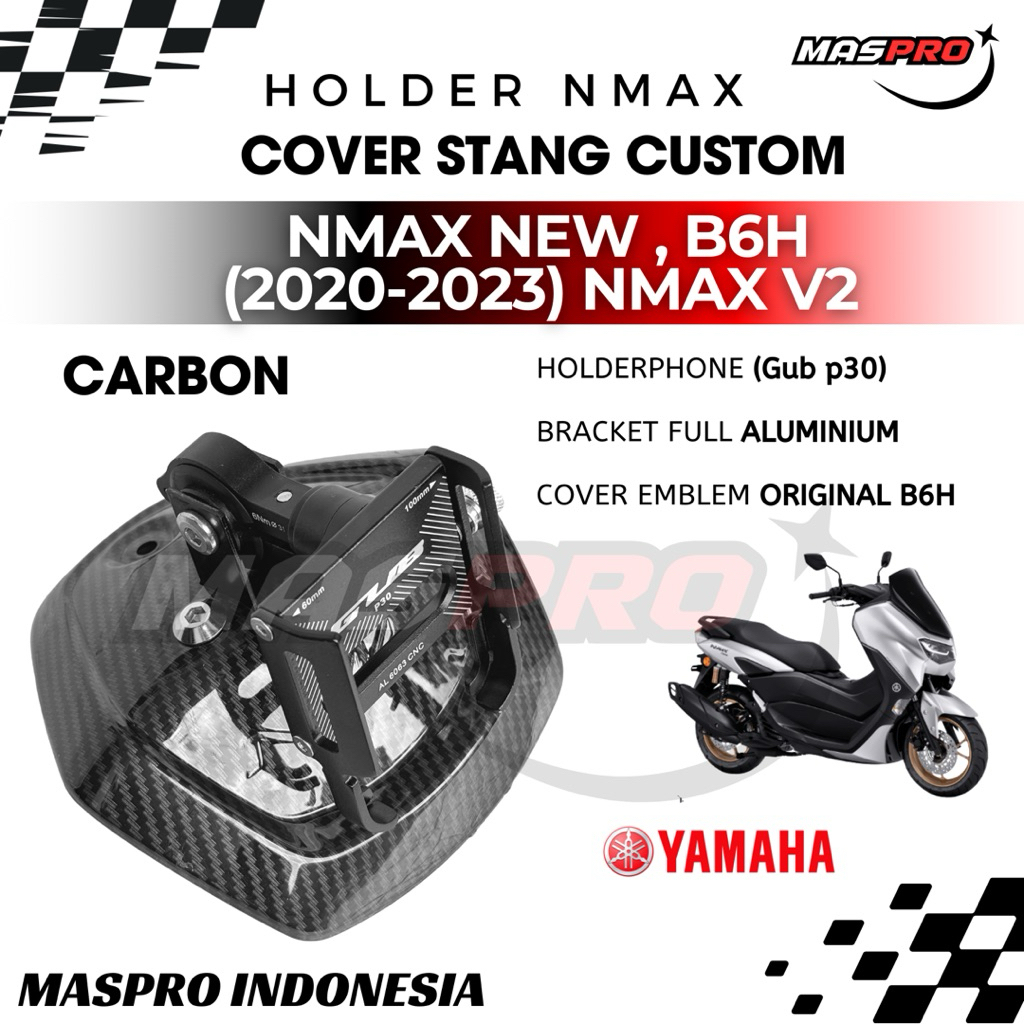 Holder HP Motor Nmax New Custom Gub P30 dengan Cover Stang