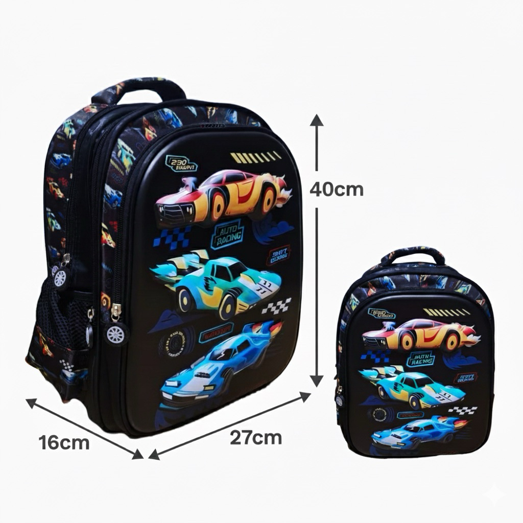 Tas Ransel Anak Motif Mobil Balap – Hard Case