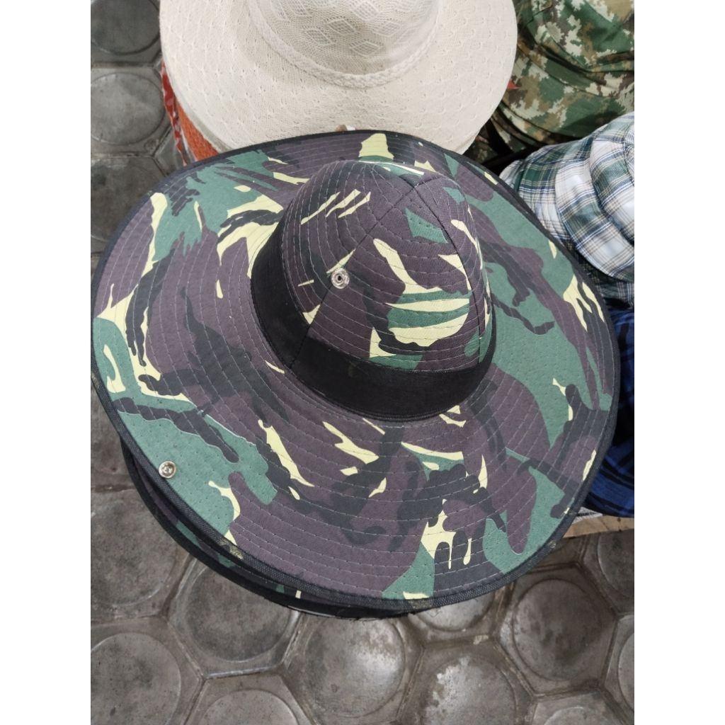 topi lebar/ topi sawah doreng
