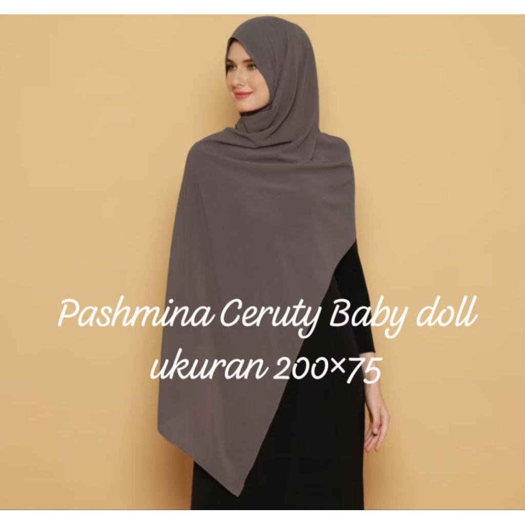 pashmina Ceruty panjang 200×75 Cm. by kansai hijab