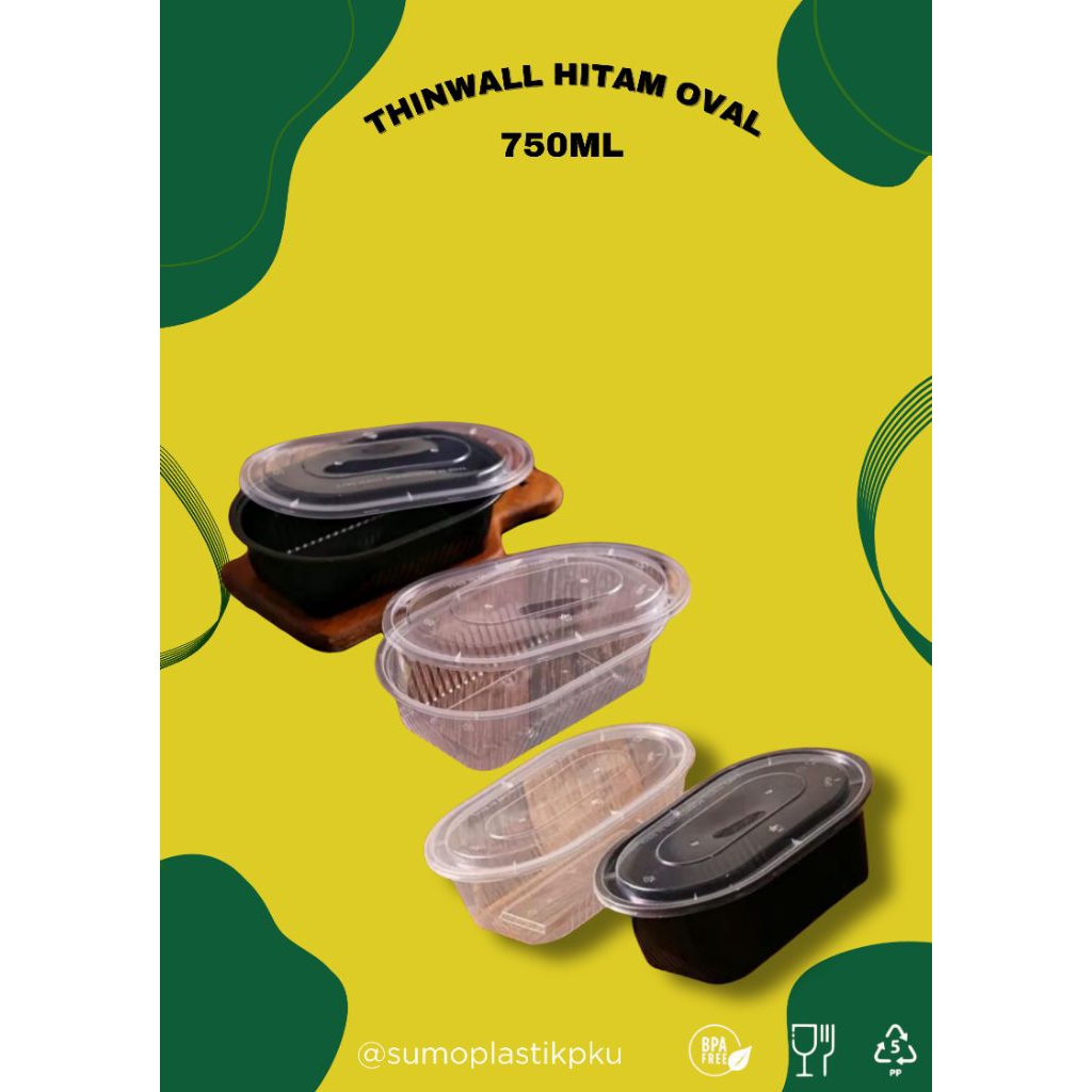 Thinwall Hitam Oval 750ml thinwall oval