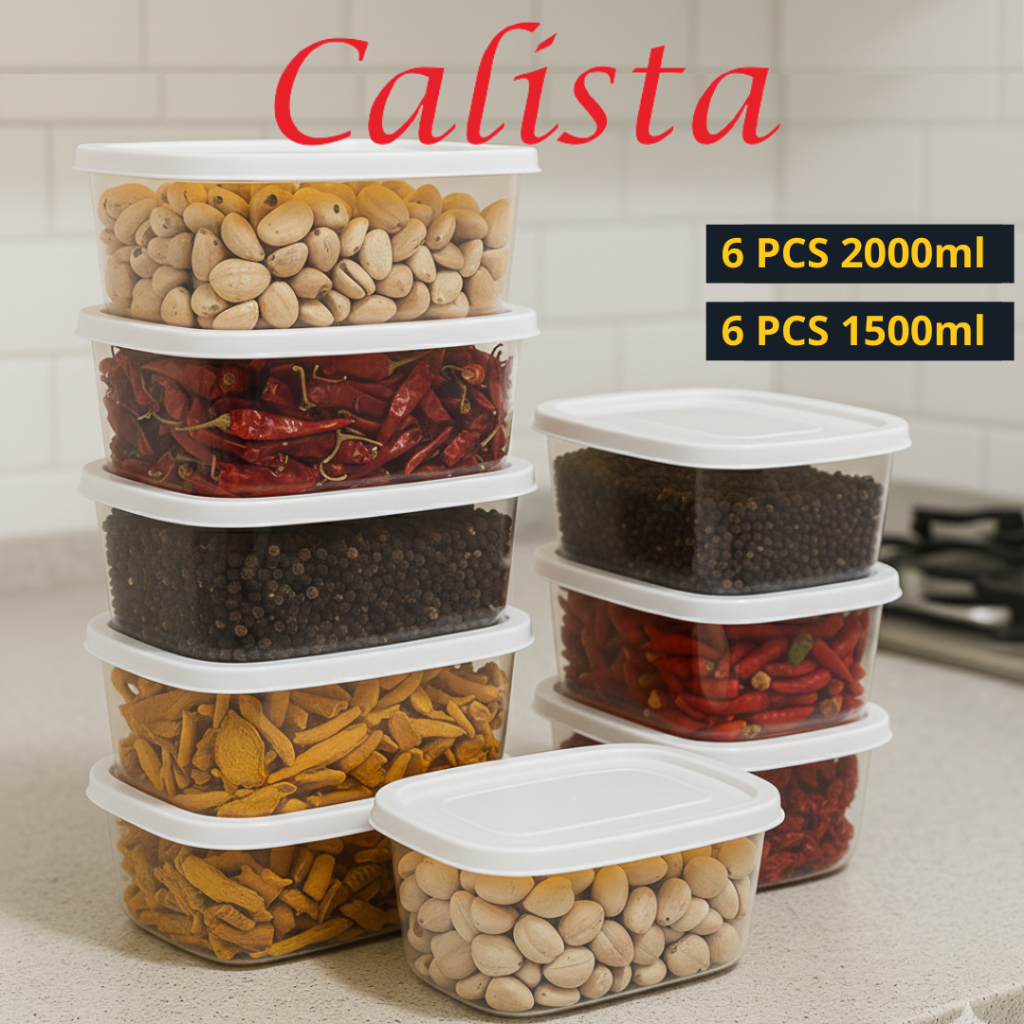 HOT DEALS FOOD KONTAINER TOPLES PLASTIK BENING KULKAS SET CALISTA RUMOI 12PCS TOPLES KULKAS TEMPAT