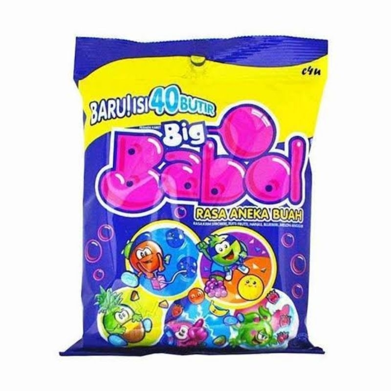 Big Babol Permen Karet Sak 152gr (Isi 40butir)Tutti Fruty Aneka Buah Asteroid - Aneka Buah