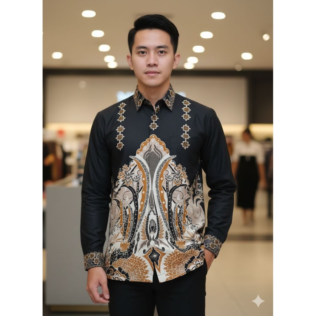 batik pria lengan panjang full puring