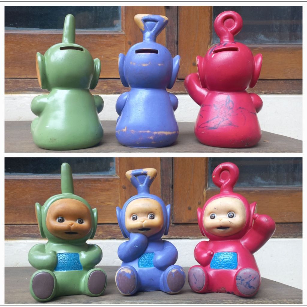 Coin bank celengan Teletubbies set dapat 3pc Coin bank Hijau Dipsy + Ungu Tinky Winky + Merah Red Po