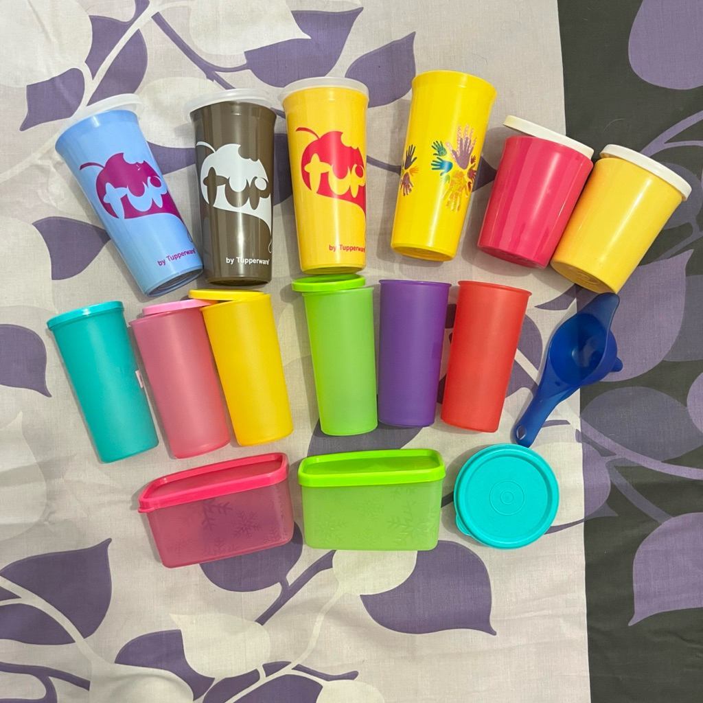 Preloved Tupperware Medium Low Tumbler Mini / Petite Square / Corong / Wadah Mini