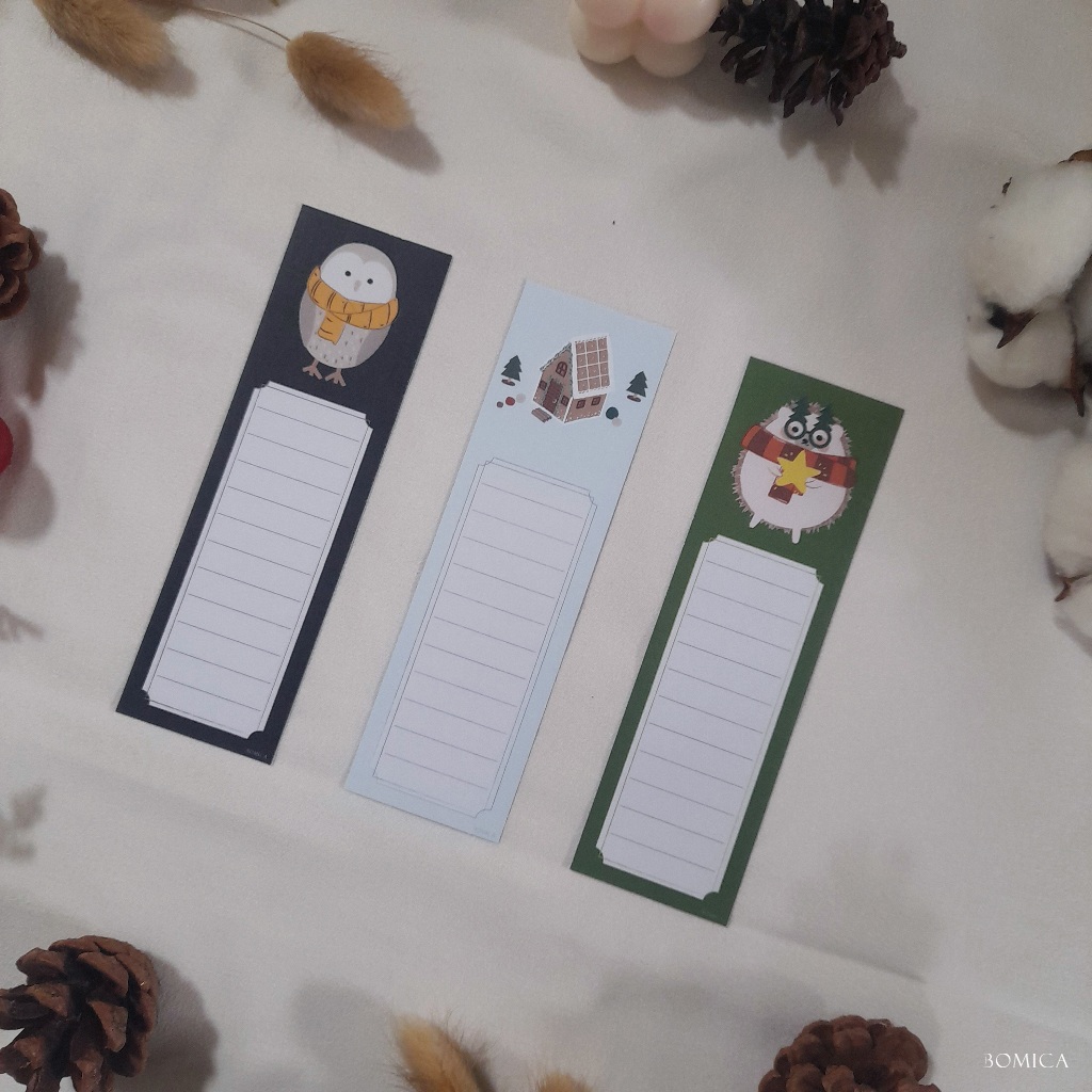 Greeting Card Pembatas Buku Holiday Christmas Kartu Natal Lucu Aesthetic Kertas Notes Kartu Ucapan