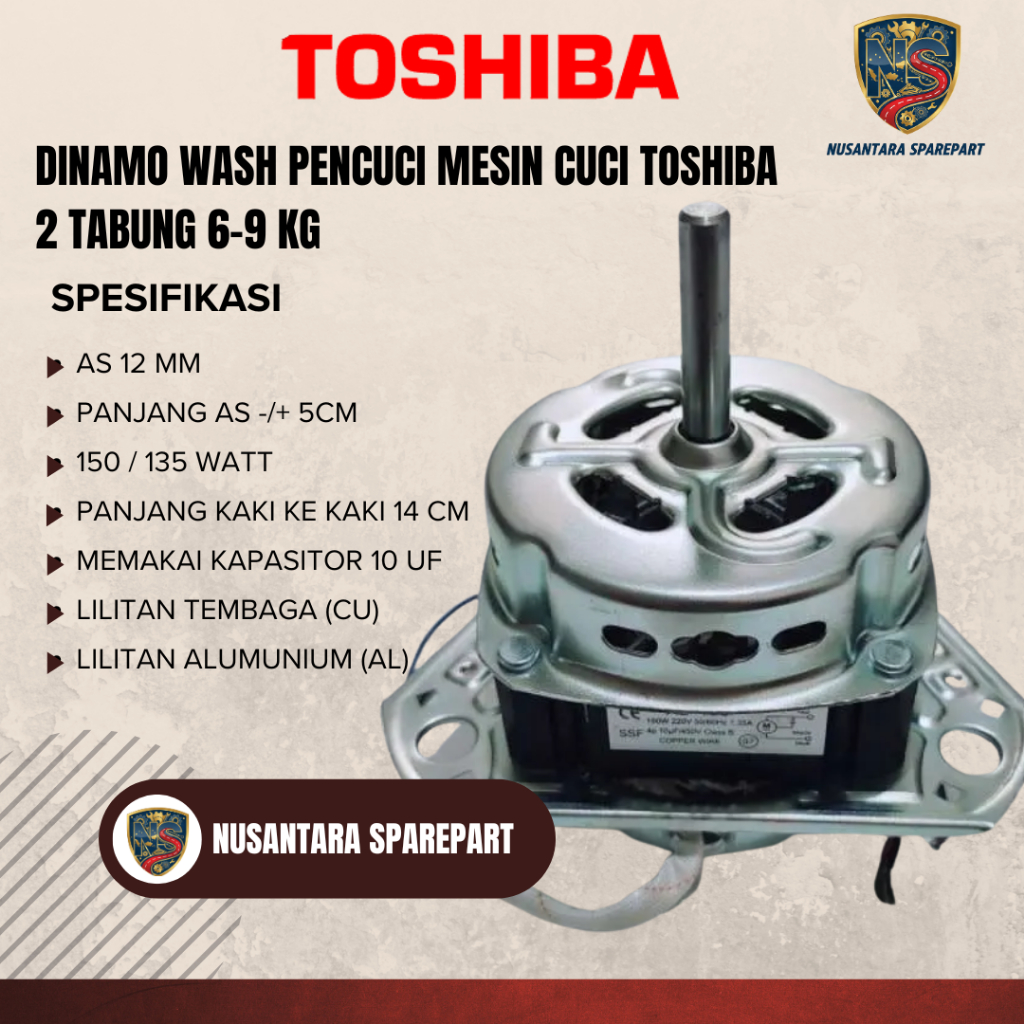 Dinamo Wash Pencuci Mesin Cuci toshiba 2 Tabung 6-9 Kg