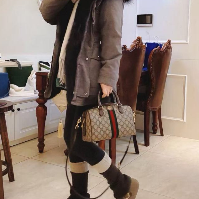 Preorder – Tas Boston Motif Monogram Beige Cokelat GC Ophidia Tas Travel Mini Motif Shoulder Bag Kan