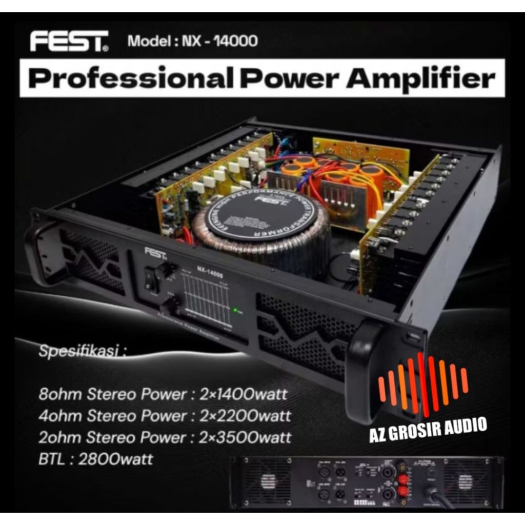 Power amplifier fest nx 14000 power fest nx14000 class h power 2 chanel 1400 wat