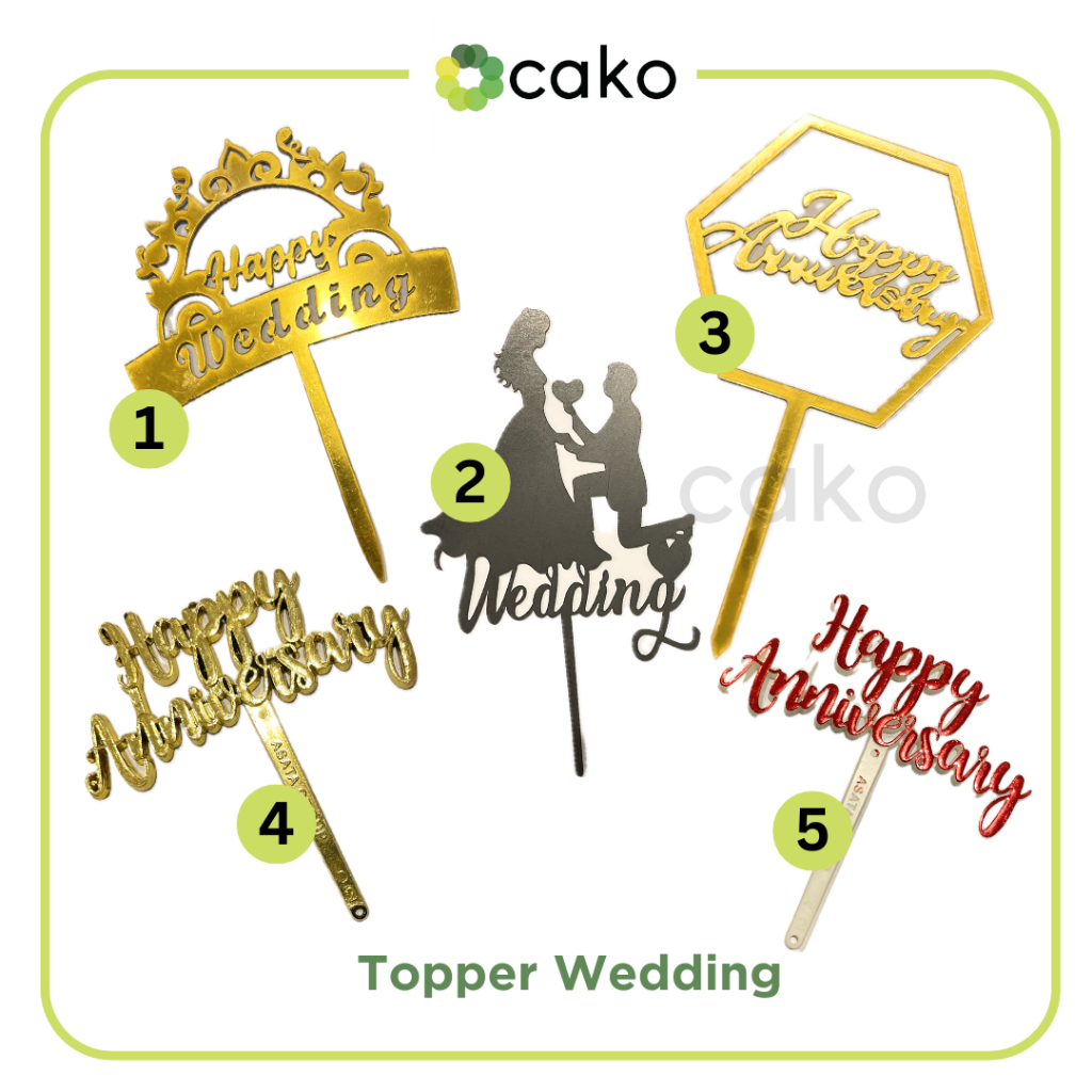 Topper Happy Wedding & Happy Anniversary / Hiasan Kue Wedding