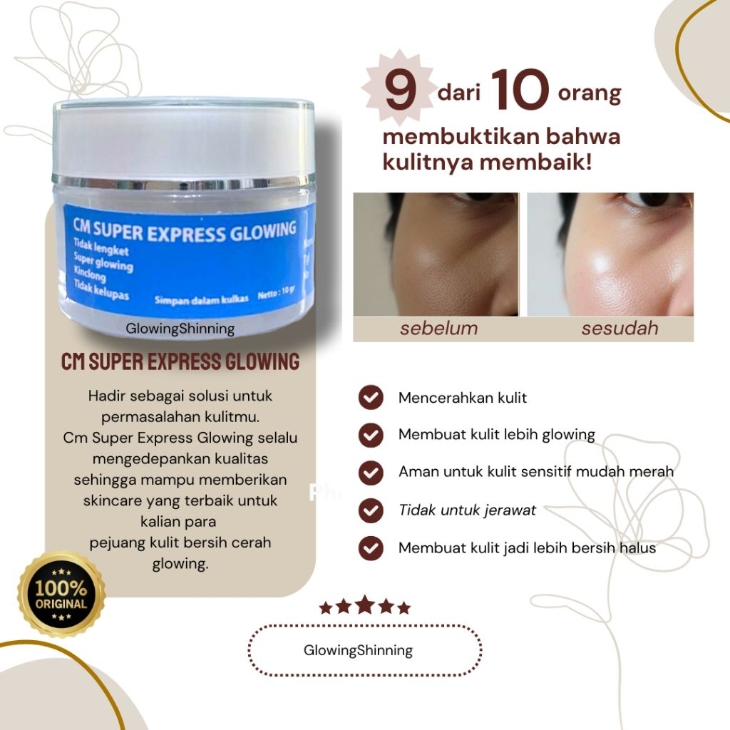 Night Cm Super express glowing Original, Night cream super glowing, krim malam super glowing