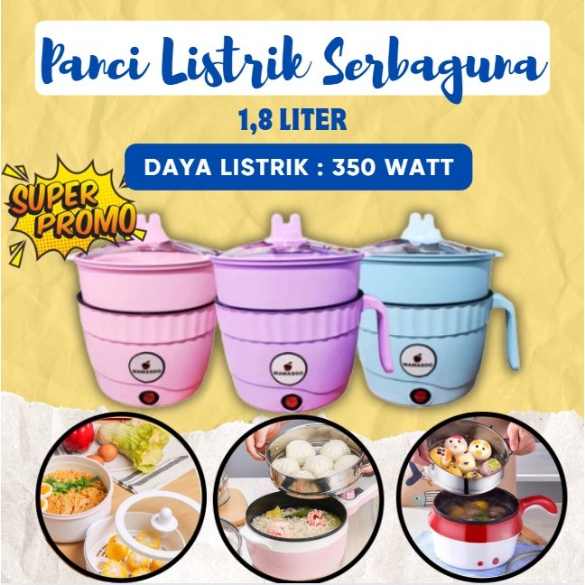 Panci Listrik Serbaguna Kapasitas 1,8 Liter Hemat Listrik 350 Watt Anti Lengket / Elektrik Cooker Mu