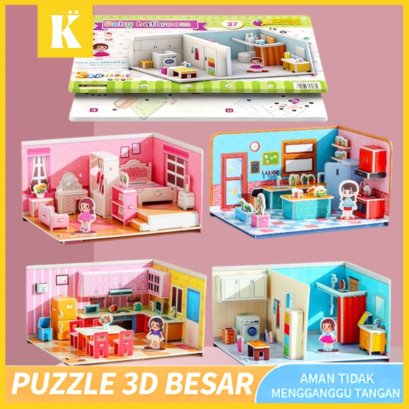 Keeppley 3D Puzzle Mainan Edukasi Anak Perempuan Laki Seri Interior Rumah Besar DIY Hadiah