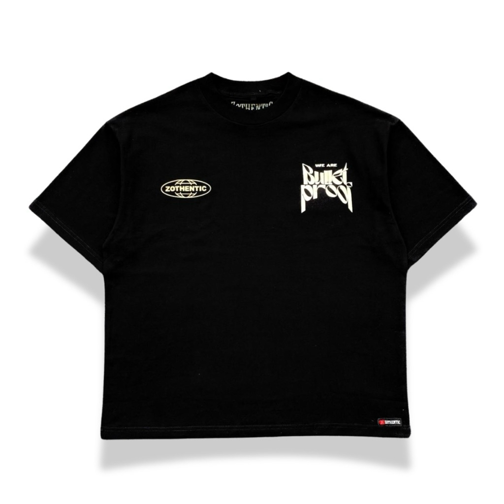Zothentic Kaos Boxy Oversized Tshirt Bullet Proof Black Unisex - Cotton Combed 20s