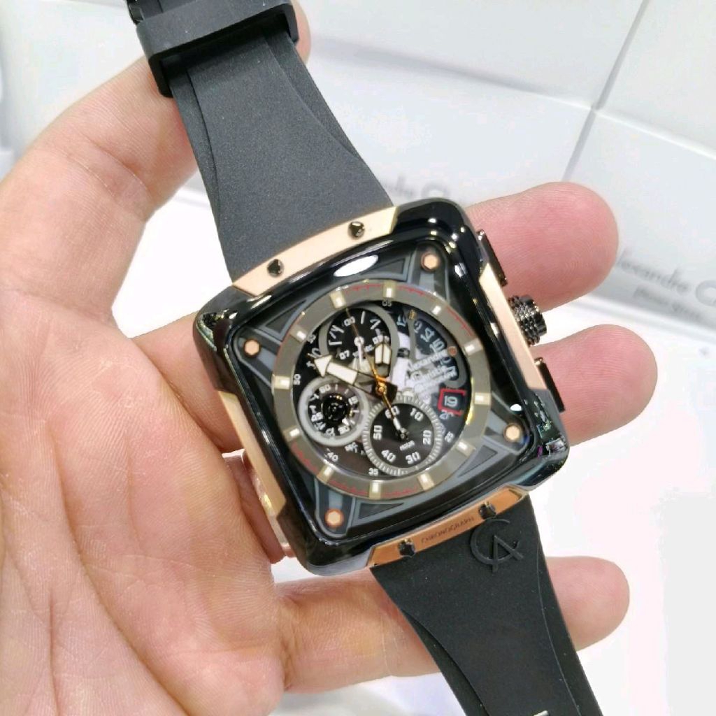 Jam Tangan Pria Alexandre Christie Rubber Strap Chronograph 3030 3039 AC3030 AC3039 Original