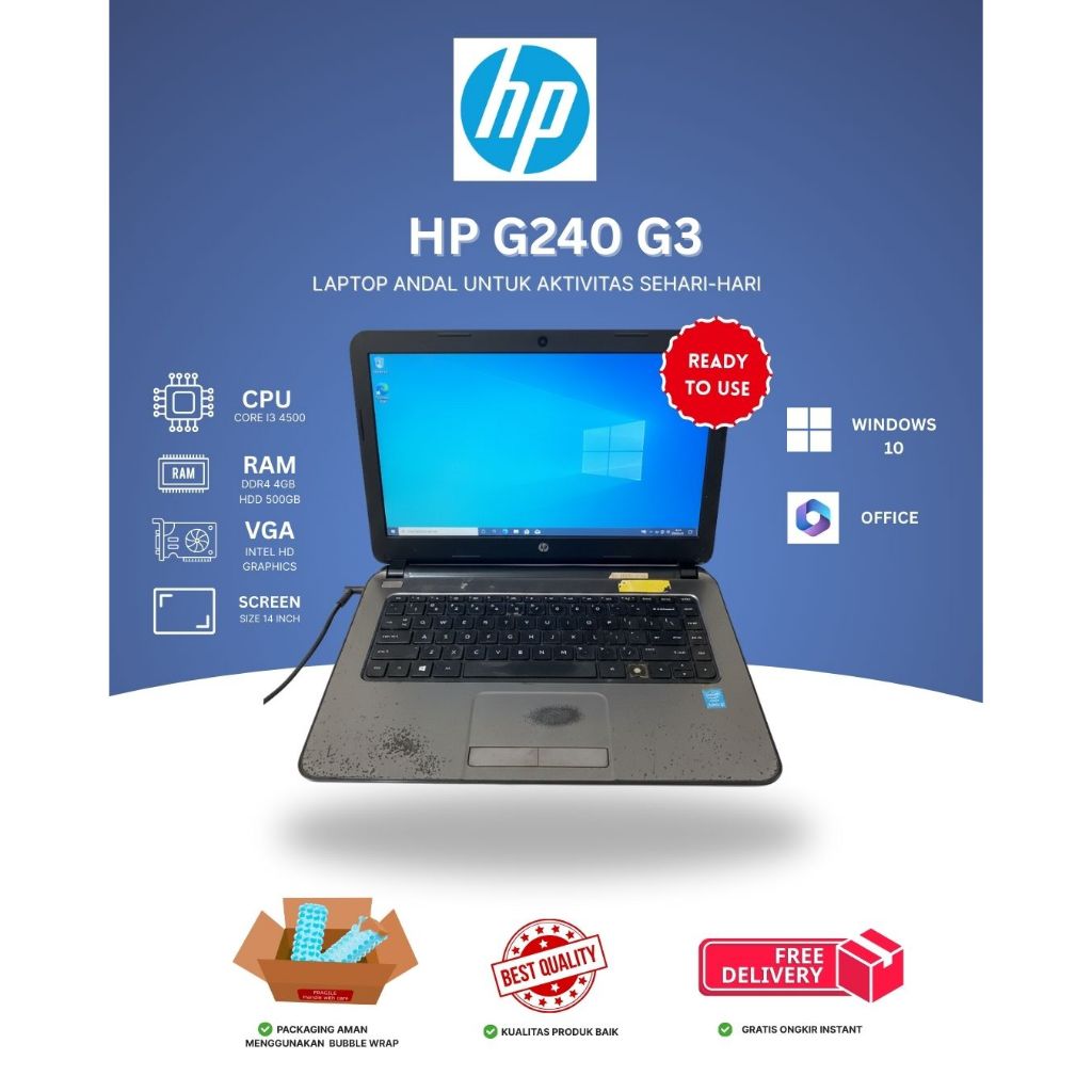 Second Laptop HP 240 G3 Intel Core i3 4500 Ram 4GB HDD 500Gb