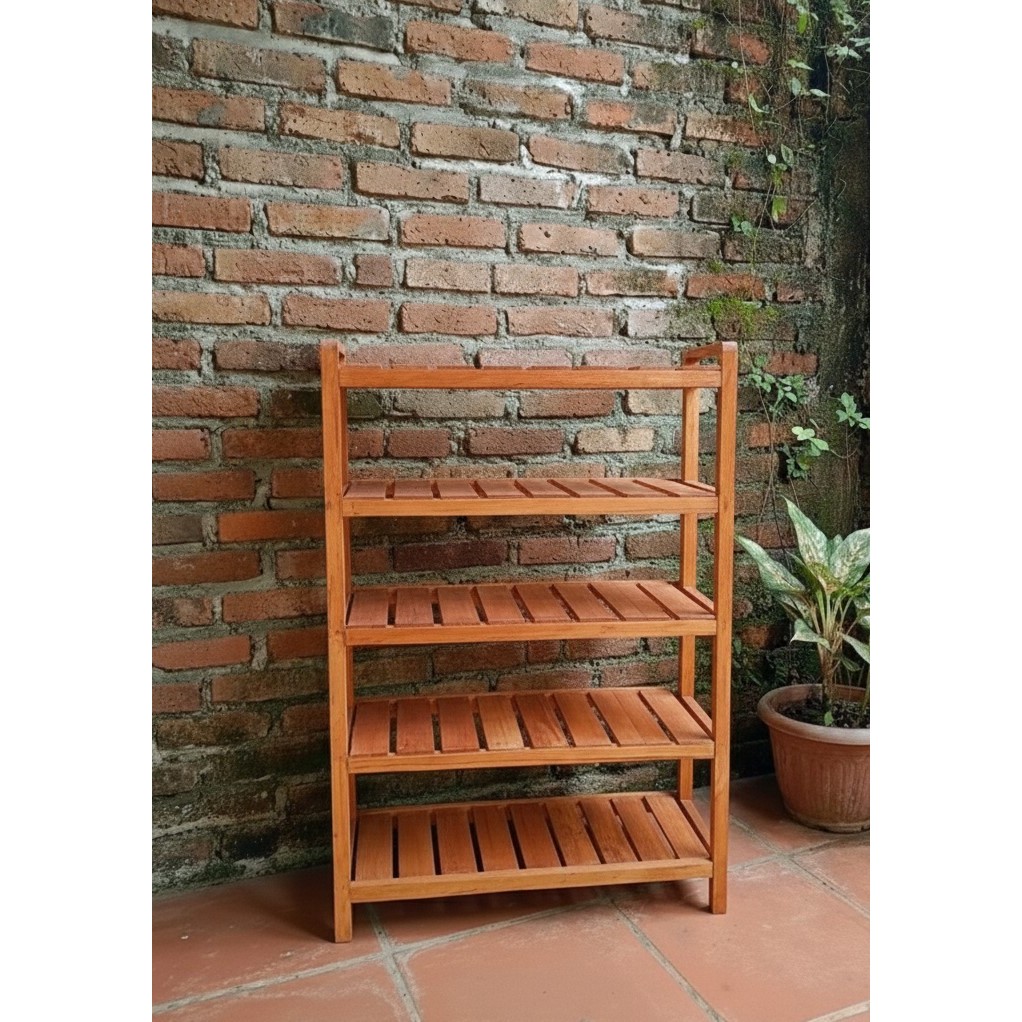 Rak serbaguna, Rak 5 susun kayu, Rak sepatu kayu, Rak buku
