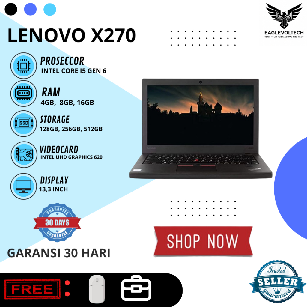 Laptop Lenovo Thinkpad X270 Core i5 Gen 6 Murah Bergaransi