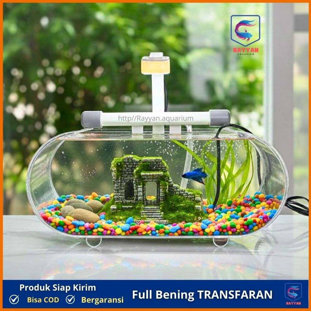 AQUARIUM JUMBO FULL AKRILIK TRANSFARAN UKURAN 35 X 15 X 15 LENGKAP TINGGAL PAKAI (JUMBO T)