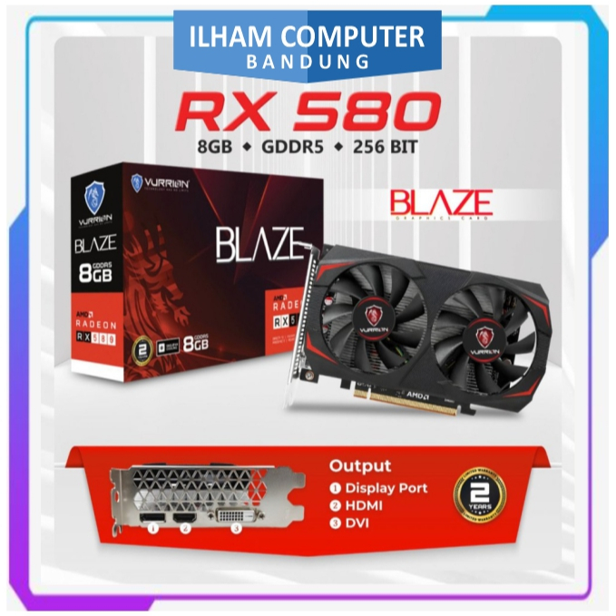 VGA VURRION RX580 8GB GDDR5 256-bit VURRION BLAZE RADEON I VGA RX 580 8GB