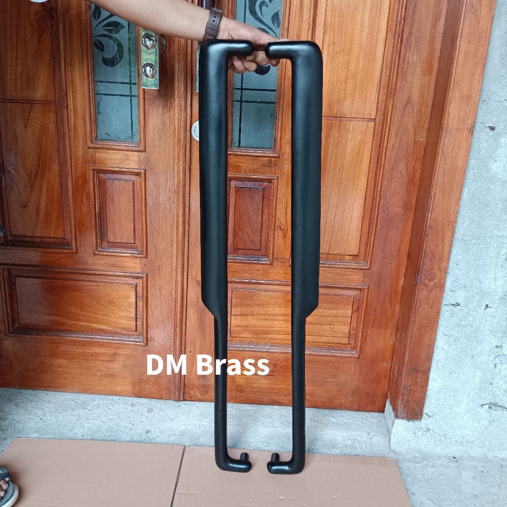 Handle Pintu Rumah Handle Pintu Utama Gagang Pintu Rumah Kuningan Cat Hitam Doff Couting  Motif Stik