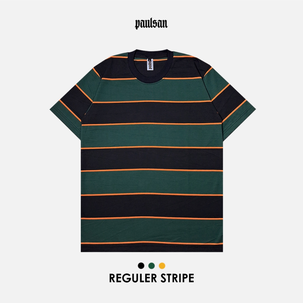 Kaos stripe v2 hijau hitam kaos garis salur belang polos distro pria dan wanita