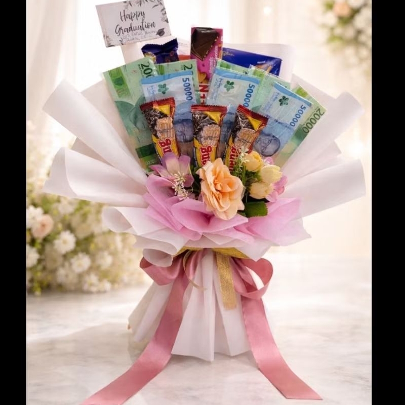 buket snack graduation hanya  jasa buket & snack belum termasuk Uang